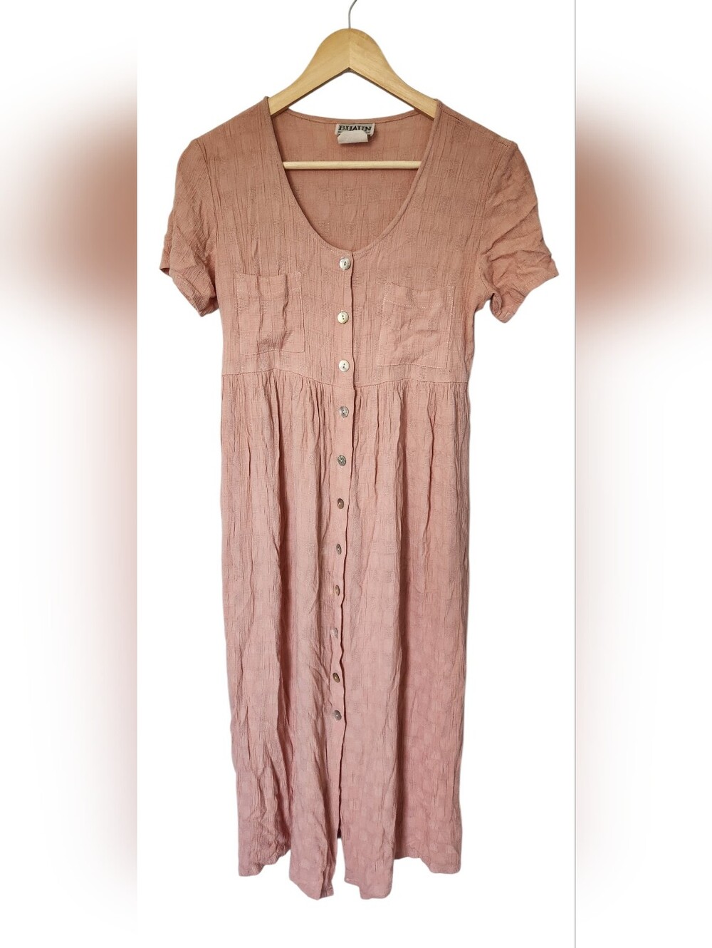 Vintage Button Dress Dusty Pink Tie Back